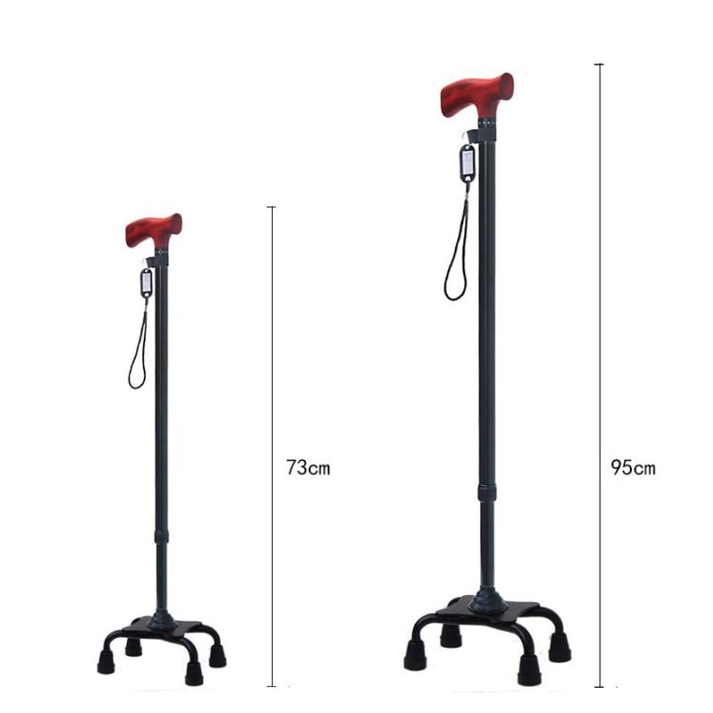 XMING Bastón con bastón telescópico de Madera for Ancianos Bastón Ligero de Cuatro Patas Bastón Antideslizante con bastón Ajustable de Cuatro Esquinas