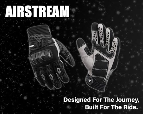 Image of Axor Airstream Riding Gloves Providing Enhanced Grip and Impact Protection with Touchscreen Functionality and an Adjustable Fit-Black-L