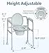 HOMLAND 3-in-1 Bedside Commode with Sturdy Dual-Crossbar Support Construction, Stable Commode Toilet with 7.5Qt Bucket, 350 Lbs Bedside Commodes for Seniors, Silver