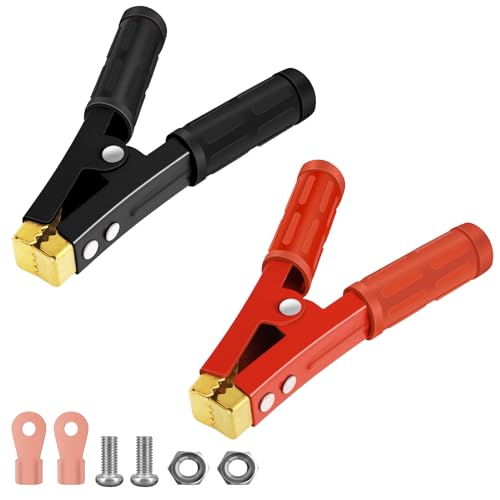 Battery Charger Clamps 1000A 1 Pair, Jumper Cable Clamps Pure Copper, Jumper Cable Ends 6 Inch...