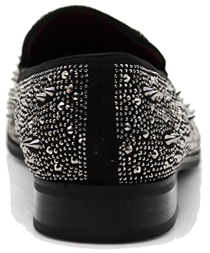Image of Enzo Romeo Men Fashion Rhinestones Studs Tuxedo Slip On Loafer Dress Shoes WBG