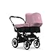 Bugaboo Donkey 2 Mono, Cochecito y Silla de Paseo Extensible 2 en 1, Negro/Rosa Pastel