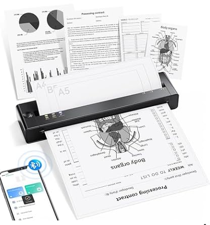 TATTMUSE Impresora Térmica Portátil A4 – Compatible con Tamaños A4/A5/B5, Conexión Bluetooth, Ideal para Estudio y Oficina, Impresión Monocromática, Viajar