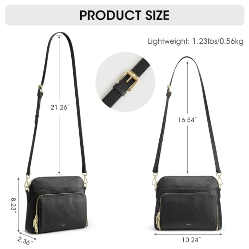 Image of Kattee Leather Crossbody Bag with Built-in RFID Wallet | Top grain pebbled leather, built-in RFID wallet, multiple pockets, and an adjustable strap for everyday use.