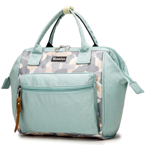 Beaulyn Wickeltasche Kleine, Lässig Wickelrucksack mit Isolierter Tasche,Baby Windeltasche Rucksack für Unterwegs
