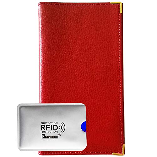 Charmoni porte chequier porte carte credit piece d'identite En Aspect Cuir Saffiano neuf Pacey, Rouge, TU
