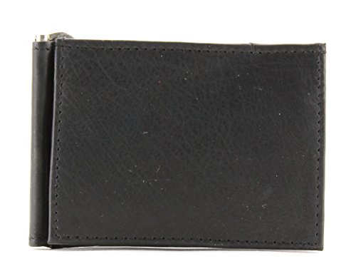 Bacci Bifold Wallet - Clean stitched top grain cowhide Leather Wallet for Men with 2 card slots & 1 center flap cash compartment money clip - Timeless design slim Men's Wallet (Black)