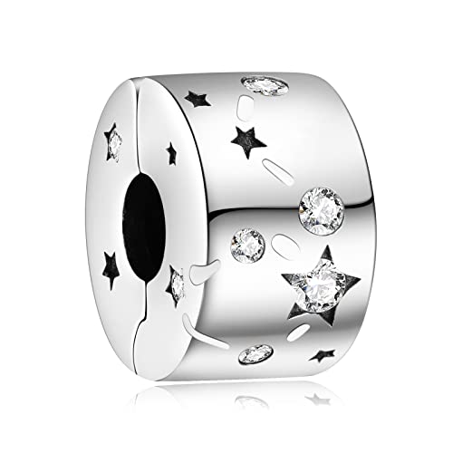 Annmors Charme Sparkling Star Clip de Argent Sterling S925 Femmes Perles Charm avec 5A Zircone Compatible pour Européen Bracelets d'anniversaire Cover