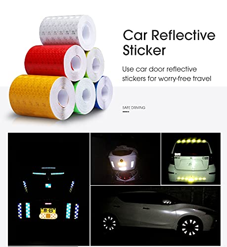 LZLRUN Safety Mark Reflective Tape Stickers Car Styling Self Adhesive Warning Tape Automobiles Motorcycle Auto Reflective Film (Blue, 4in x 10ft)