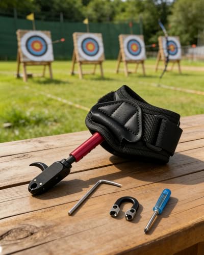 NovaSpark Archery Wrist Release Aid for Compound Bow – Auto-Closing Jaws & 3-Stage Adjustable Length | Smooth Caliper Trigger | Comfortable Strap for Youth & Adults Target Practice, Hunting