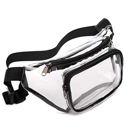 Riñonera transparente para mujer, bolsa de cinturón de viaje, bolso pequeño de felpa para mujer, Black, Mass Beauty