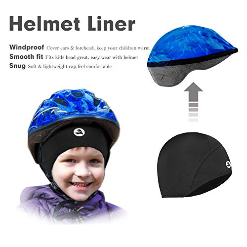 Kids Thermal Helmet Liner Skull caps Lightweight Youth Sports Running Beanie Cover Ears Boy Girl4