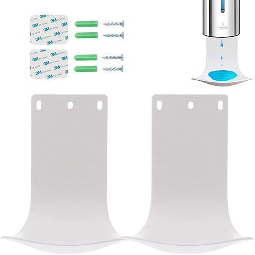 Jefaniim Bandeja de goteo para dispensador automático de jabón, soporte de pared y dispensador de desinfectante de manos, 2 piezas, color blanco