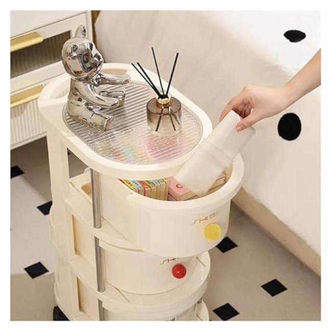 ´¢Îï³µ Aesthetic Utility Cart with Removable Baskets - Modern Kitchen Grocery Storage Trolley, Mobile Organizer with Wheels for Living Room, Bathroom, Muebles para Cocina(4 Cream)-a0iMYcPZ