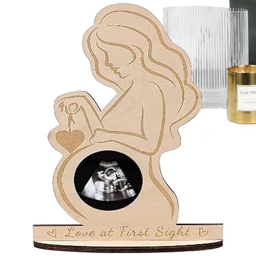 Regalos Para Bebés Y Mamás Embarazadas: Soporte Para Marcos De Fotos De Madera, Sonograma De Ultrasonido Creativo | La Mejor Decoración De Dormitorio Para Futuras Mamás, Amigas Embarazadas Por Primera