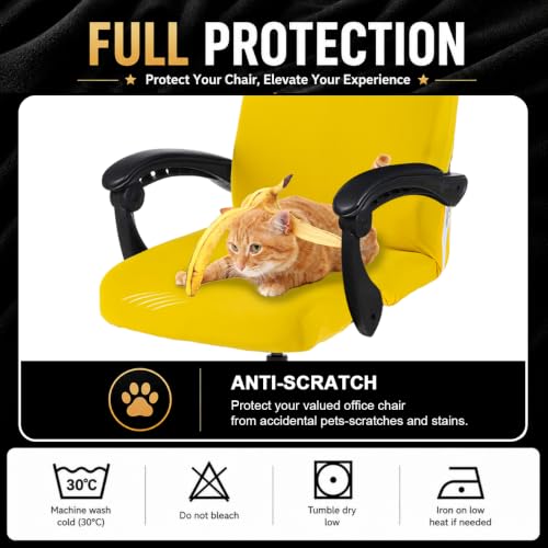 Image of Elastic Computer Chair Cover with Durable Zipper - Protective Removable Washable Universal Office Desk Chair Seat Slip Cover - Stretchy Soft Anti-dust Desk Chair Seat Protector for Dogs, Cats, Pets