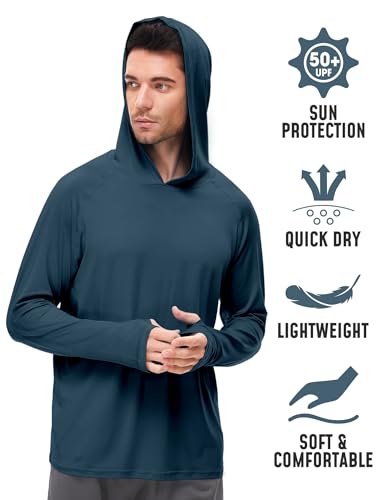 2Pack Mens UPF 50+ Sun Protection Hoodie Shirt Long Sleeve Rash Guard Fishing Outdoor Running Sun UV Shirts Quick Dry2