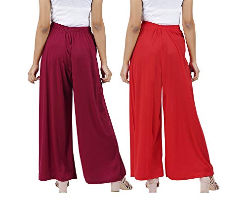 Image of Buy That Trendz Palazzo Pants for Women Rayon Elasticated Regular Fit Flared Wide Leg M to 6XL Pack of 2