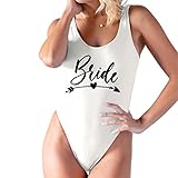 MUZHI Bride Swimsuit Bridal White Swim Suits Bachelorette Party Favors Bride Bathing Suit Wedding Day Bridesmaid Gift (as1, Alpha, m, Regular, Regular, Standard, Bride Arrow WH-BK)
