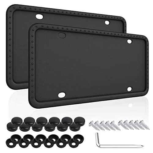 Viaje Y Protección, Automotive Parts and Accessories KITCHEN CHOICE Marco de Matrícula,2 Pack Porta Placas de Silicona para Auto,Antióxido,Antivibración,Resistente a la Intemperie,Universal Soportes para...