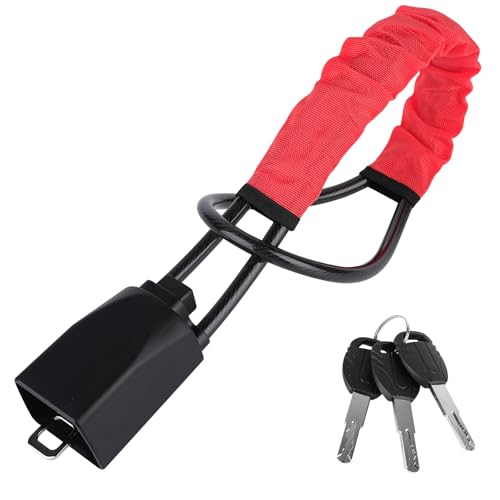 WIGUROE Antivol universel pour volant de voiture avec 3 clés, barre antivol robuste pour la plupart des véhicules, camionnettes, camions, SUV (rouge)