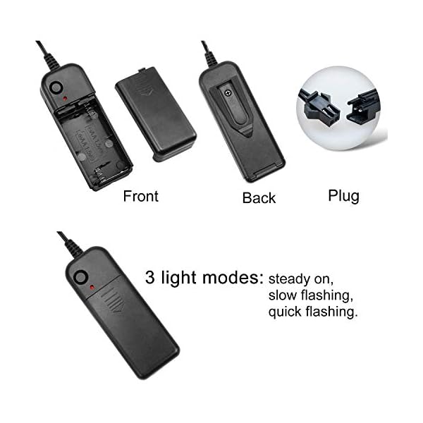 SZILBZ EL Draht, Neon Kabel Mit Batterie Trafo, Leuchtet Electroluminescent, für Partys, Halloween (Weiß -3M) – Bild 7