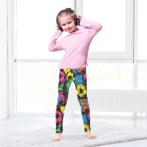 Colorful Football Girls Leggings Soft Stretch Workout Yoga Dance Pants for Kids Casual Tights4