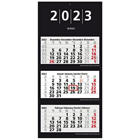 herlitz 3-Monats-Wandkalender 2023, 33 x 70 cm, 1 Stück Cover