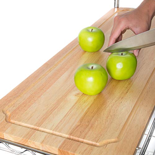 Seville Classics Bakers Rack Kitchen Workstation with Rubber Wood Top - Thumbnail 3