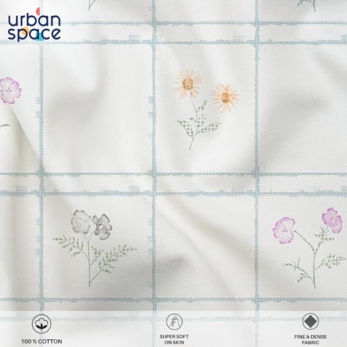 Image of Urban Space Serene 100% Cotton bedsheet for Single Bed, 200 TC Single Bed Sheet, Cotton bedsheet with 1 Pillow Cover (58 x 90 inches, Petal & Pane Light Blue)