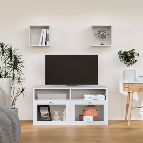 Image of Home Centre | Soho Medium TV Unit | Engineered Wood, Multipurpose Cabinet | White | 1 Year Warranty