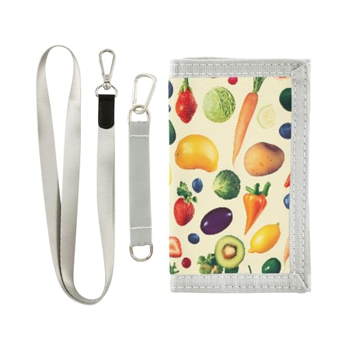 ALAZA Kids Wallets for Boys Girls Toddler Trifold Wallet Children Small Vegetables Yellow with Zipper Coin Pocket