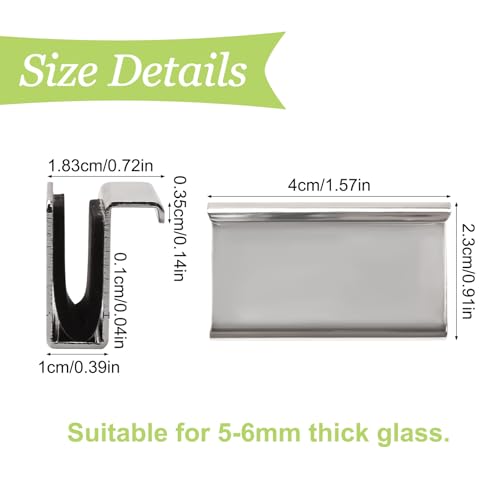 Image of 12Pcs Glass Finger Edge Pull Cabinet Finger Pull Handle Glass Door Clips Cabinet Latch Clamp Concealed Handle for Display Glasscase Door (Pearl Nickel)