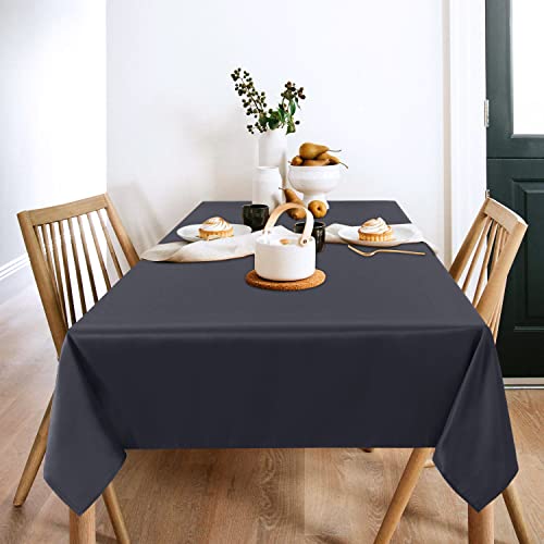 Image of sancua 2 Pack Dark Grey Tablecloth 54 x 78 Inch, Rectangle 4 Feet Table Cloth - Stain and Wrinkle Resistant Washable Polyester Table Cover for Dining Tables, Buffet Parties and Camping