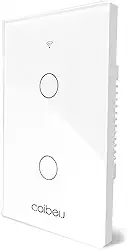 Interruptor Inteligente zigbee, Interruptor Smart Sem Fio Doméstico Multifuncional, Controle Remoto de Eletrodomésticos Por Celulares, Controle Por Voz, com neutro (2 botões, Branco)