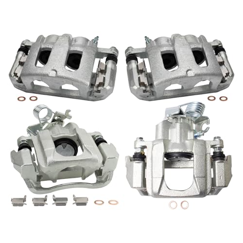 Image of TRQ Front and Rear Brake Caliper Set Zinc Coated Brackets Compatible with 2009 Ford Flex 2010-2012 Taurus 2009-2012 Lincoln MKS
