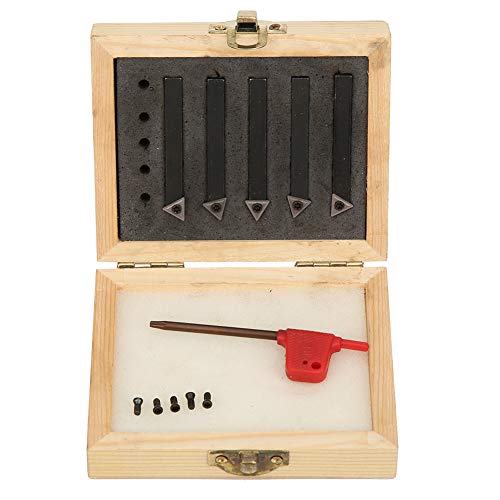 Ensemble d'outils de Tournage Indexables, 5 Pièces 0,25 Pouce Outils de Coupe de Tour à Métaux Tours d'usinage en Carbure Cémenté Outils de Coupe de Parement Multifonctionnel