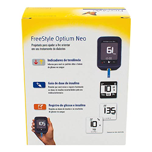 FreeStyle Optium Neo Kit Monitor de Glicemia com 1 Aparelho + 10 Lancetas + 1 Lancetador + Estojo +