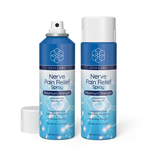 DCH Nerve Pain Relief Spray, Maximum Strength Lidocaine & Menthol, with Arnica & Aloe for Relief in Toes, Feet, Hands & Legs, Ideal for Neuropathy, 5 oz (2-Pack)