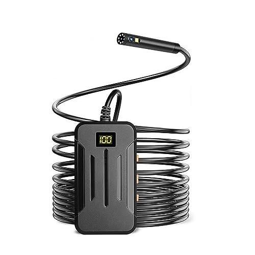 Endoscopio Industrial WiFi De 5,5mm HD1080P 9LED Cámara Doble Lente Boroscopio Inspección Coche IP68 Impermeable 2600mAh Cable Rígido Imágenes Más Claras Inspecciones Precisas(10M)