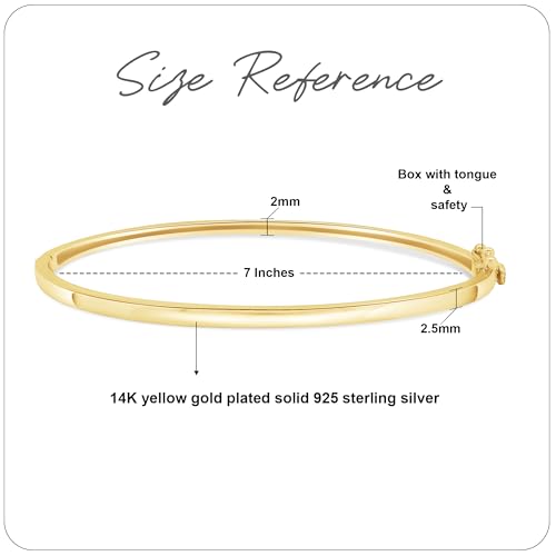 Bangle Bracelet For Women Round Cut Lab Created Moissanite And Classic Plain Design In 14K Gold Plated Sterling Silver Oval Shape Jewelry Gift For Her Size 72