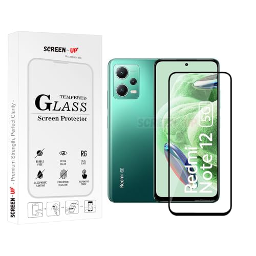 Image of ScreenUp Tempered Glass For Xiaomi Redmi Note 12 - Ultra Clear, 9H Scratch Resistant, Full Coverage, Easy Install Screen Protector