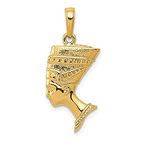 Pendentif Nefertiti en or jaune 14 carats Longueur 28 mm
