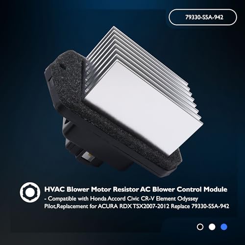 Image of HiSport HVAC Blower Motor Resistor AC Blower Control Module - Compatible with Honda Accord Civic CR-V Element Odyssey Pilot,Replacement for Acura RDX TSX2007-2012 Replace 79330-S5A-942