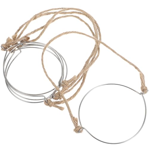 TOVINANNA 5 Colgadores De Asas De Alambre Para Tarros De Vidrio Boca Ancha, Hierro y Cuerda De Yute, Accesorio Resistente Para Colgar, Uso Exterior y Camping, Pack De 5 Unidades