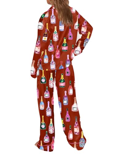 Image of SHESHOW Satin Pajamas for Women Set Long Sleeve Button Down Sleepwear 2 Piece Nightwear Women Pjs Sets Size XS-XXL