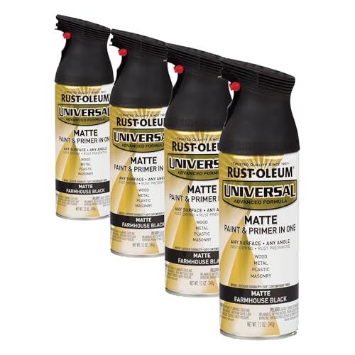 Image of Rust-Oleum 330505 Universal All Surface Spray Paint, 12 oz, Matte Farmhouse Black (Pack of 4)