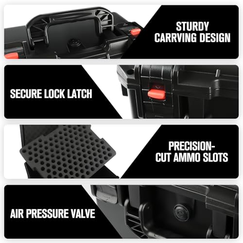 Shotgun Shell Case for 12 Gauge Ammo: 260 Rounds Waterproof Storage Box for 12GA 20GA 16GA 10GA 8GA, Lockable Hard Plastic Shotgun Case with Dual-Layer Foam, Heavy-Duty Organizer for Hunting Shooting - Thumbnail 5