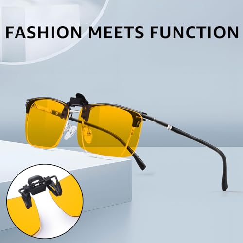 Image of VIEWBETTER 3 Pack Clip On Blue Light Blocking Glasses for Eyes Strain /Light-Sensitive Flip Up Computer Gaming Glasses