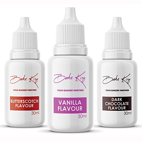 BAKE KING Combo of Butterscotch, Chocolate, Vanilla Flavour Essence 30 ML Each ( Set of 3 )